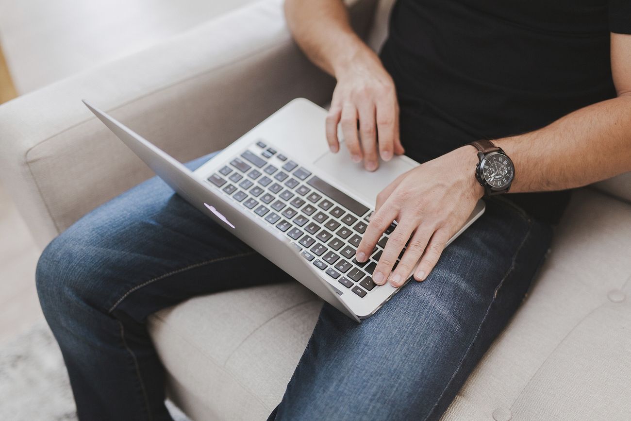 Man working from home on laptop